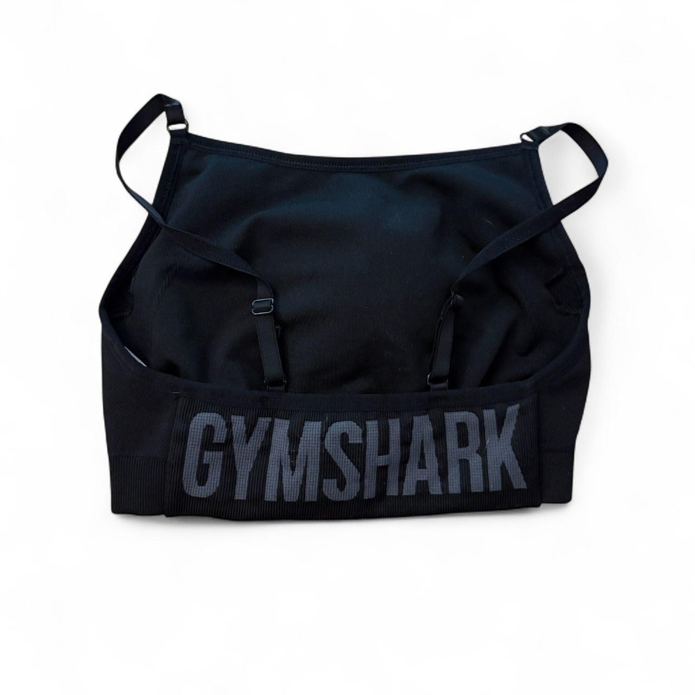 Gymshark Black Sports Bra Small Adjustable Strap Logo Workout Top GLSB2061